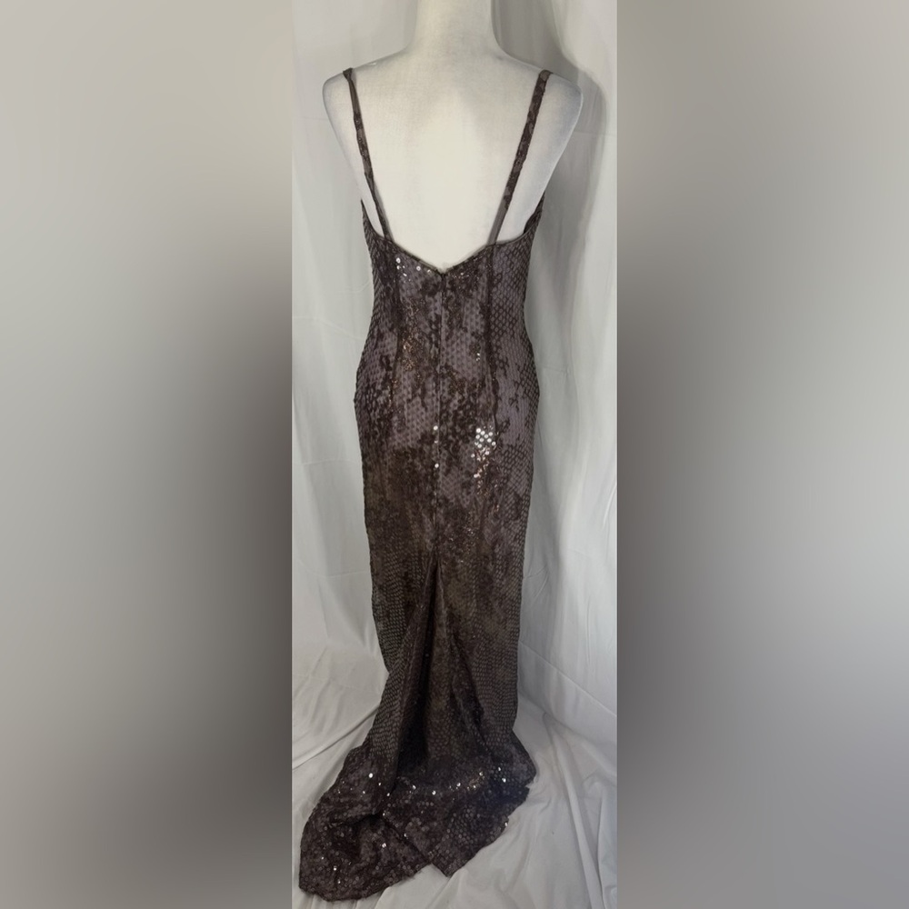 Rimini Brown Sequin Metallic Maxi Dress - Picture 7 of 12